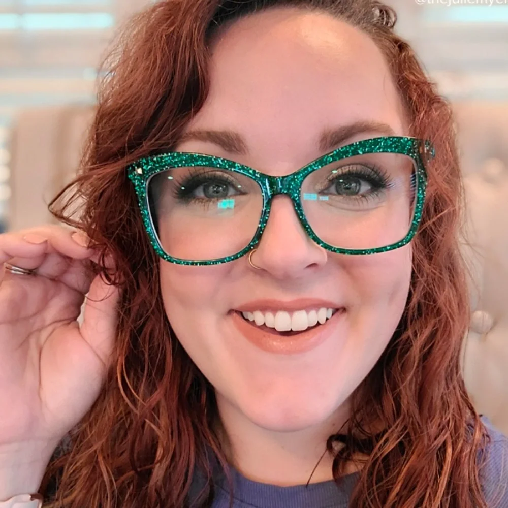 Zelool Prescription-5.00 Glitter Gold & Kelly Green Large Frame Fashion … - Picture 11 of 13